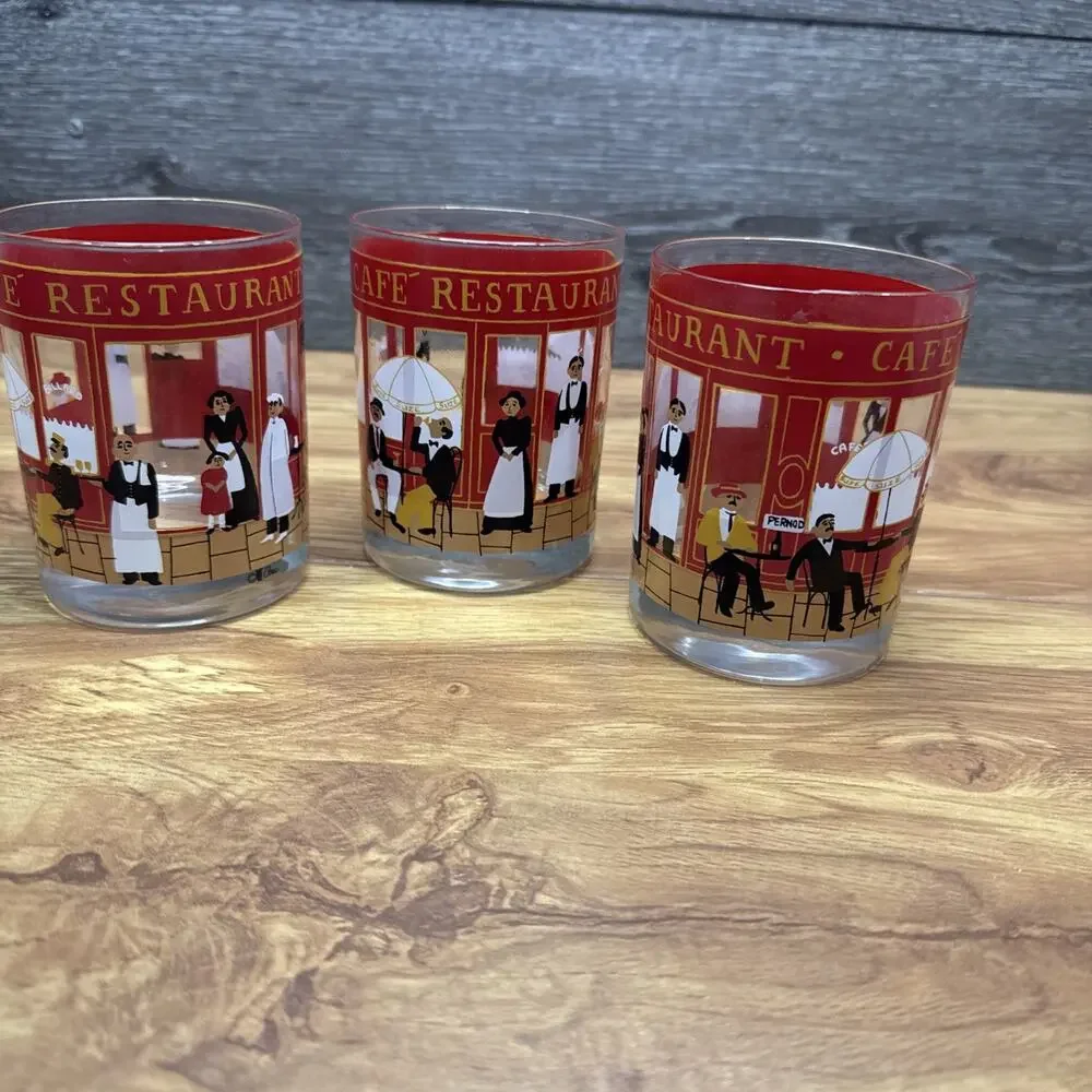 1960s Cera Cafe Restaurant Lowball Double Old Fashioned Glasses